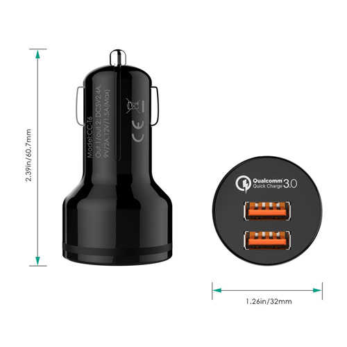 מטען לרכב Aukey Qualcomm 3.0 דגם CC-T8