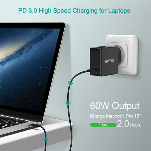 מטען קיר USB-C PD 3.0 60W עם כבל CHOETECH