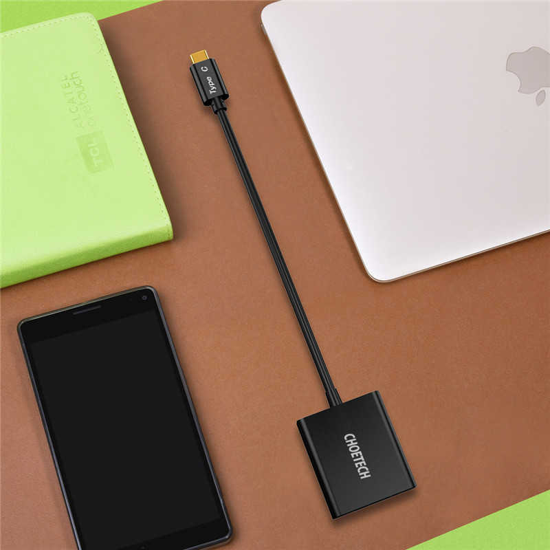 כבל מתאם USB Type-C זכר - VGA נקבה באורך 20 ס''מ CHOETECH 
