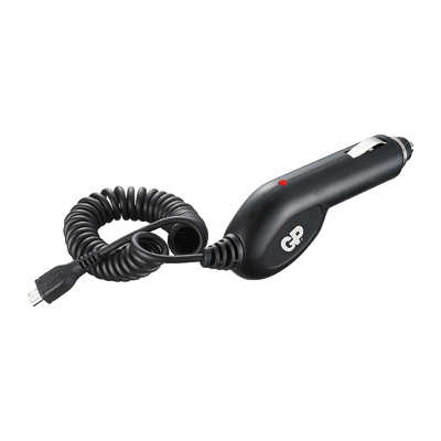 מטען רכב עם כבל Micro USB מובנה מסולסל GP