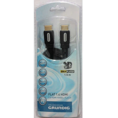 כבל HDMI שטוח Grundig שחור -  1.5 מטר