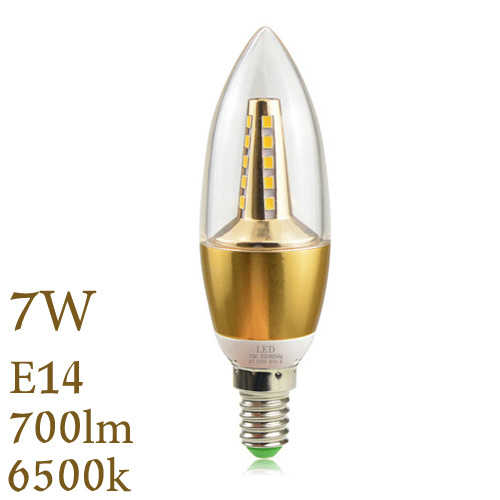 נורת לד נר אלומיניום מוזהב E14/7W DL