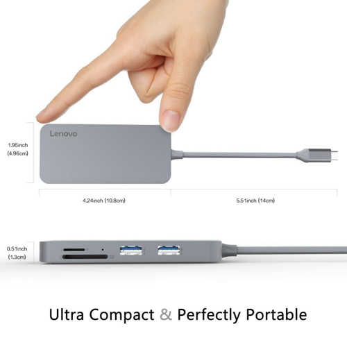 רכזת 7 ב- 1 Lenovo USB-C HDMI דגם C107