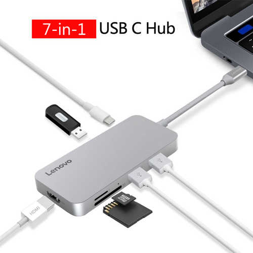 רכזת 7 ב- 1 Lenovo USB-C HDMI דגם C107