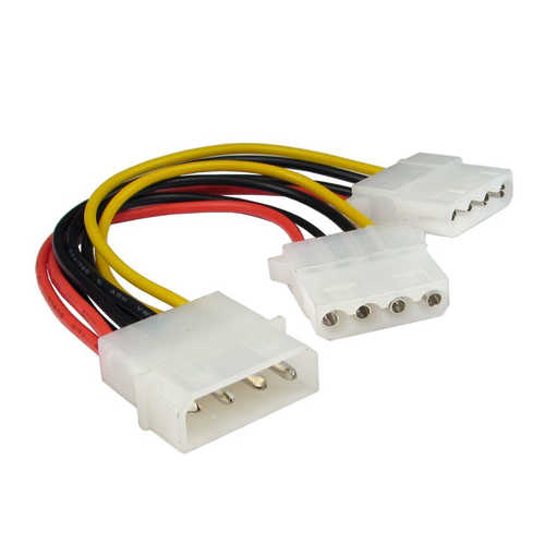 כבל MOLEX מפצל כוח פנימי, זכר ל-2 נקבות - 20 ס
