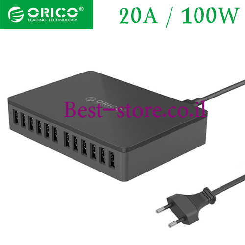 מטען שולחני 12 יציאות Orico 100W/20A USB דגם DUB-12P