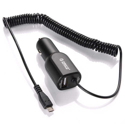 מטען לרכב עם כבל Micro USB  מובנה Orico