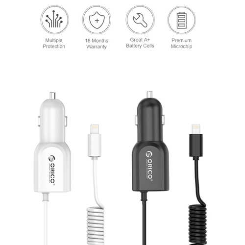 מטען לרכב עם כבל Micro USB  מובנה Orico