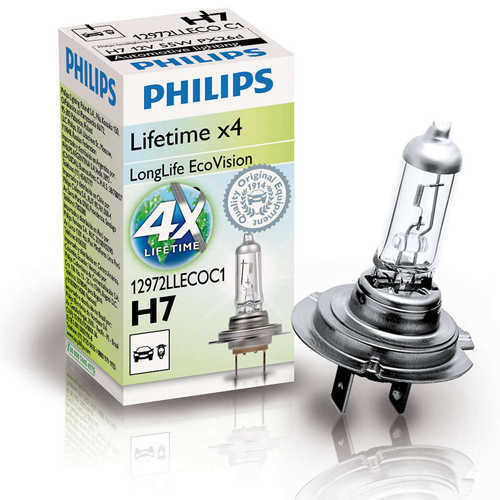 נורה ראשית לרכב Philips H7 דגם LongLife EcoVision