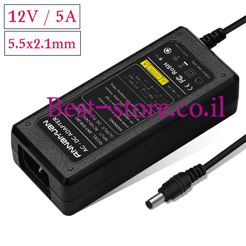 ספק כוח שולחני 12V/5A חיבור DC 5.5x2.1mm
