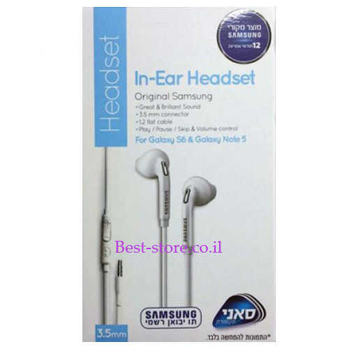 אוזניות חוטיות לסמסונג גלקסי S6 סאני Samsung דגם EG920BW