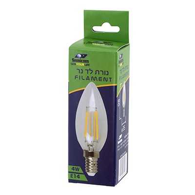 נורת לד נר פילמנט צהוב E14/4W