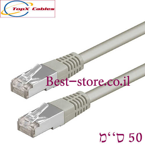 כבל רשת מסוכך CAT6 באורך 0.50 מטר Topx