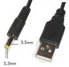 כבל מתח USB A - DC 3.5/1.35 באורך 1.5 מטר