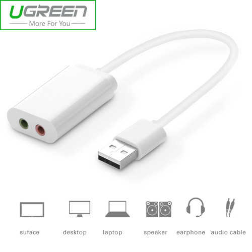 כבל USB זכר לשני חיבורי PL 3.5mm נקבה Ugreen