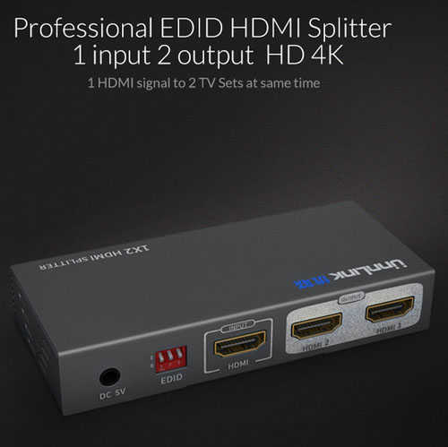 מפצל HDMI 1:2 EDID אקטיבי Unnlink
