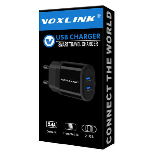 מטען קיר 2 יציאות VoxLink 24W/4.8A USB